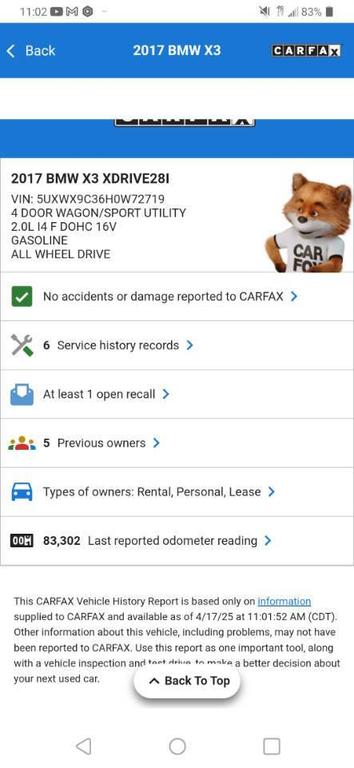 used 2017 BMW X3 car, priced at $13,995