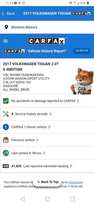 used 2017 Volkswagen Tiguan car, priced at $13,495