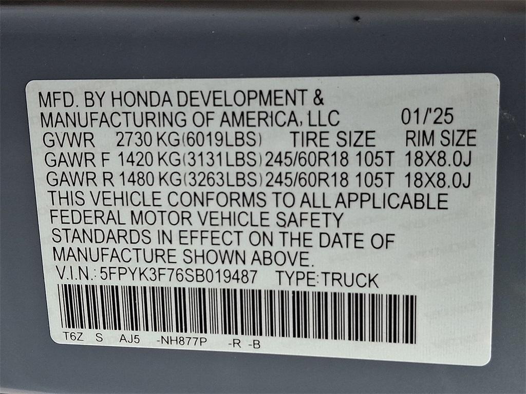 new 2025 Honda Ridgeline car, priced at $49,435