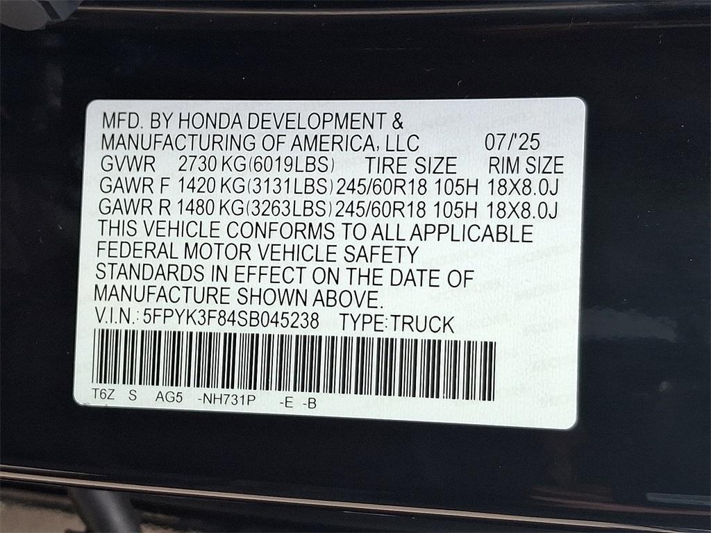 new 2025 Honda Ridgeline car, priced at $48,200