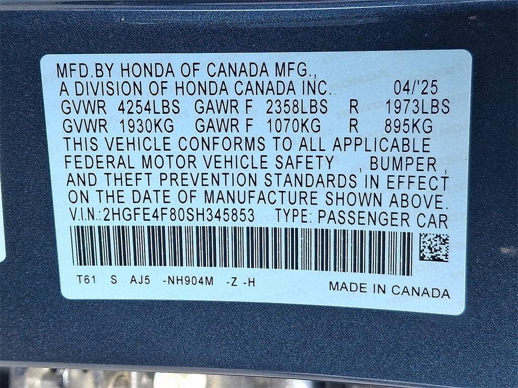 new 2025 Honda Civic Hybrid car, priced at $33,100