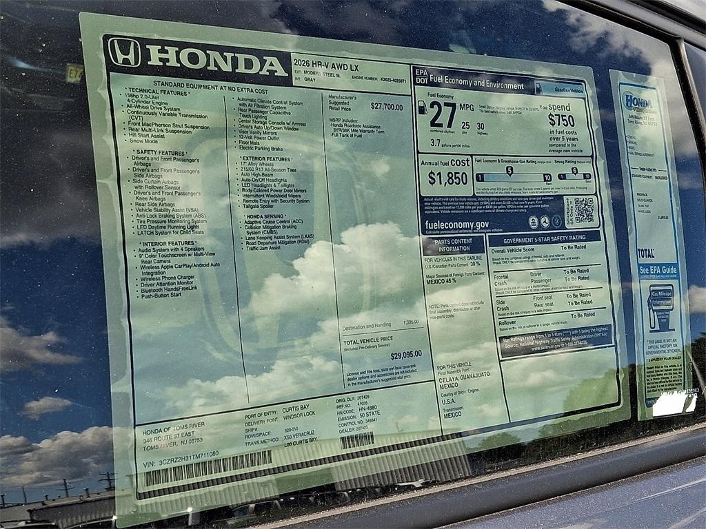 new 2026 Honda HR-V car, priced at $29,095