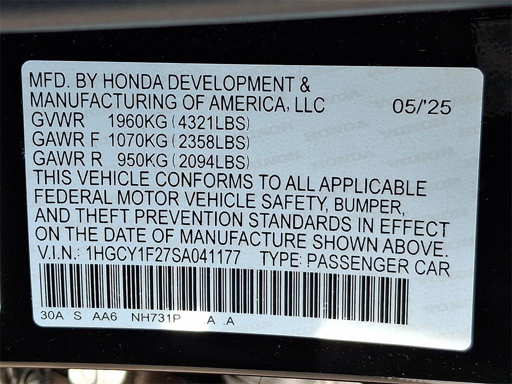 new 2025 Honda Accord car, priced at $29,445
