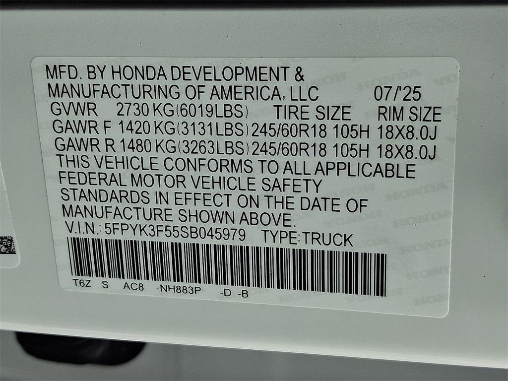 new 2025 Honda Ridgeline car, priced at $44,885