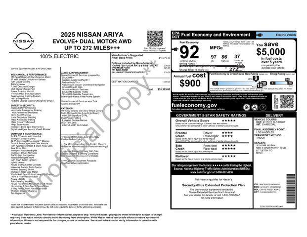 new 2025 Nissan ARIYA car, priced at $50,075