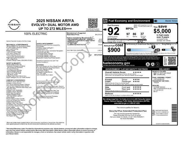 new 2025 Nissan ARIYA car, priced at $50,165