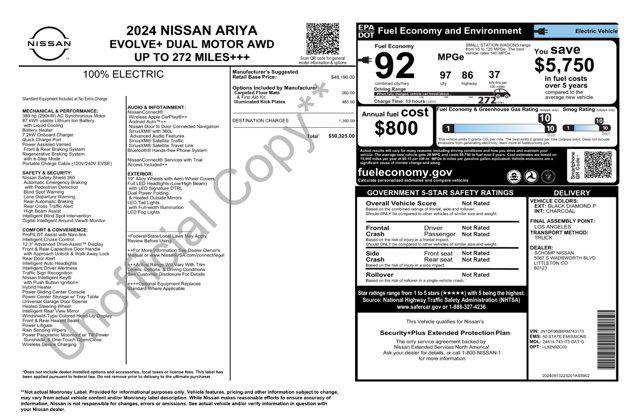 new 2024 Nissan ARIYA car, priced at $47,325