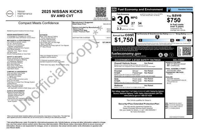 new 2025 Nissan Kicks car, priced at $27,340