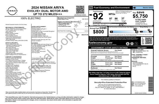 new 2024 Nissan ARIYA car, priced at $47,415