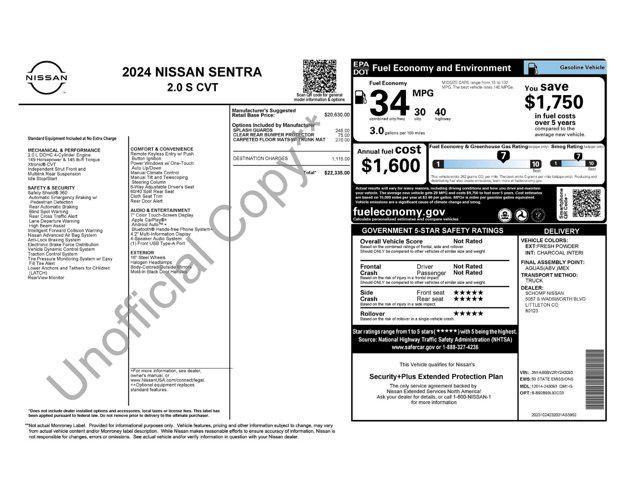 used 2024 Nissan Sentra car, priced at $18,381