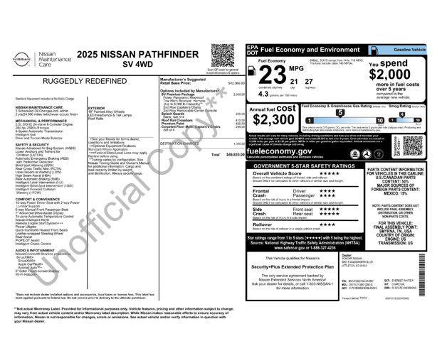 new 2025 Nissan Pathfinder car, priced at $45,335