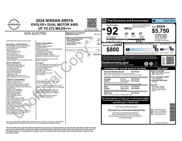 new 2024 Nissan ARIYA car, priced at $47,810