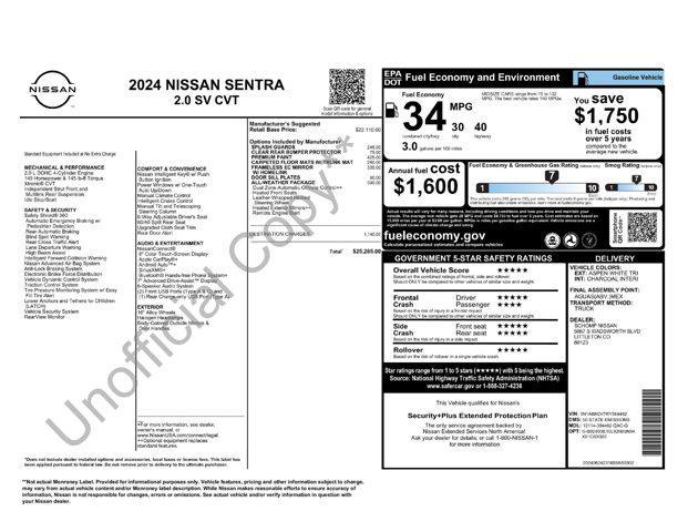 new 2024 Nissan Sentra car, priced at $23,885