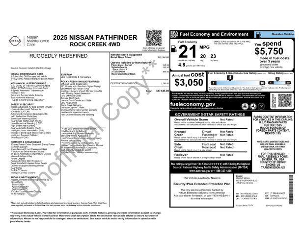 new 2025 Nissan Pathfinder car, priced at $46,145