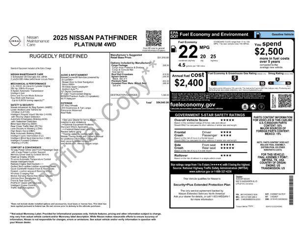 new 2025 Nissan Pathfinder car, priced at $52,940