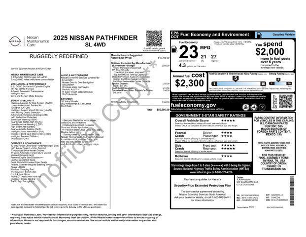 new 2025 Nissan Pathfinder car, priced at $48,850