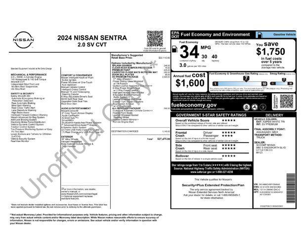 new 2024 Nissan Sentra car, priced at $26,075