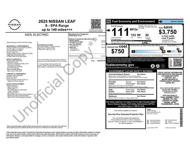 new 2025 Nissan Leaf car, priced at $30,035