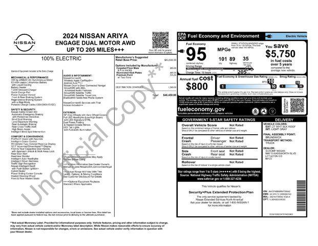 new 2024 Nissan ARIYA car, priced at $43,950