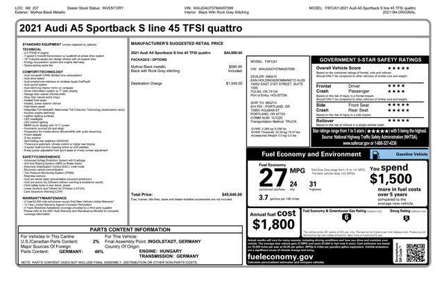 used 2021 Audi A5 Sportback car, priced at $24,981