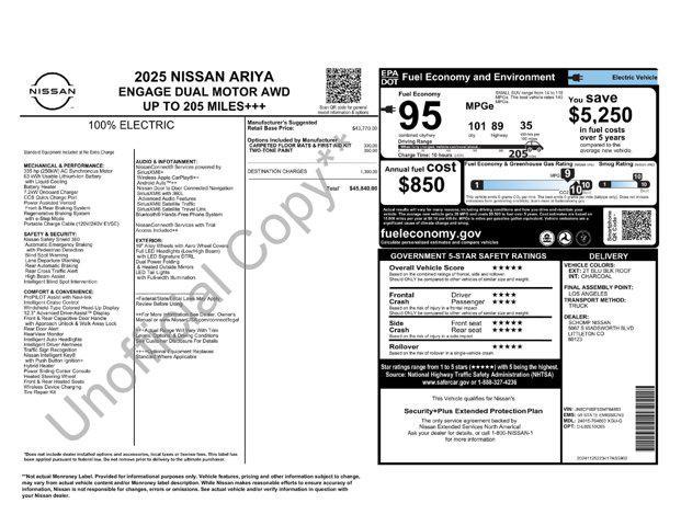 new 2025 Nissan ARIYA car, priced at $44,590
