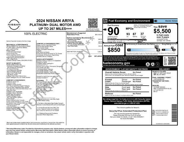new 2024 Nissan ARIYA car, priced at $52,425