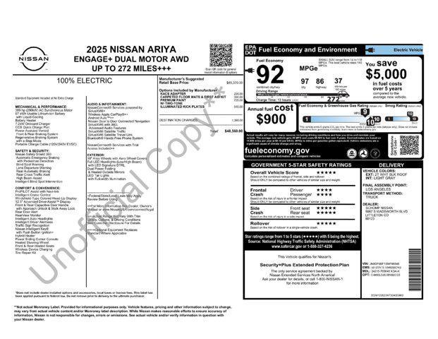 new 2025 Nissan ARIYA car, priced at $47,310