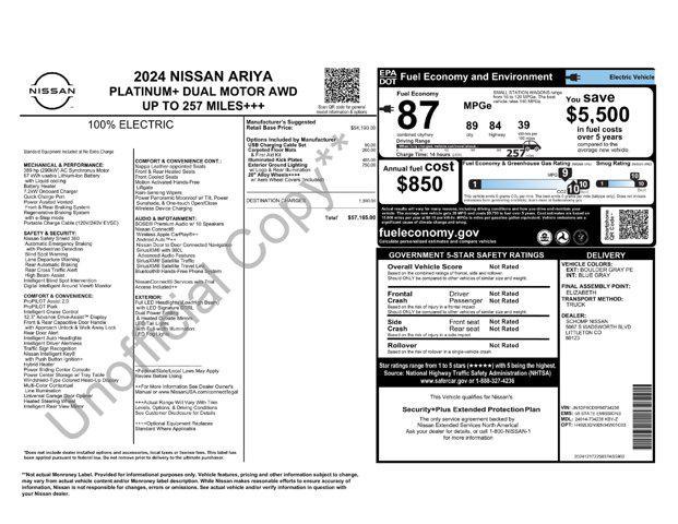 new 2024 Nissan ARIYA car, priced at $52,915