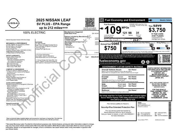 new 2025 Nissan Leaf car, priced at $36,945