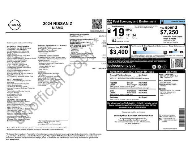 new 2024 Nissan Z car, priced at $61,450