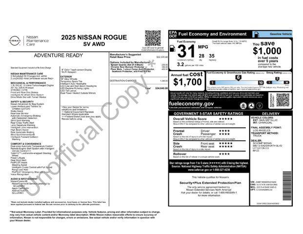 new 2025 Nissan Rogue car, priced at $35,640