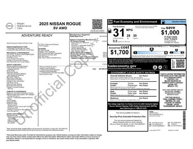 new 2025 Nissan Rogue car, priced at $36,065