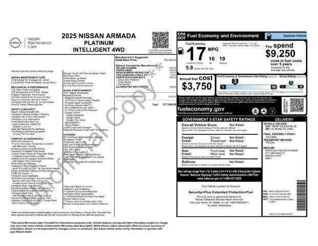 new 2025 Nissan Armada car, priced at $74,790