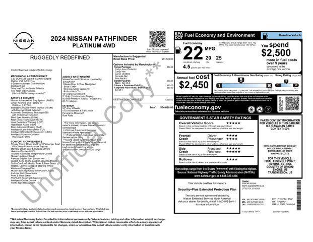 new 2024 Nissan Pathfinder car, priced at $52,190