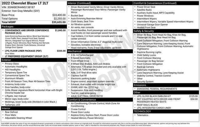 used 2022 Chevrolet Blazer car, priced at $24,846