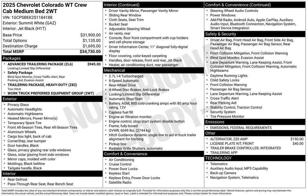 new 2025 Chevrolet Colorado car, priced at $34,630