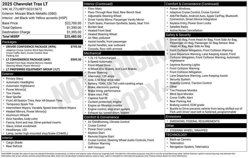 used 2025 Chevrolet Trax car, priced at $20,888