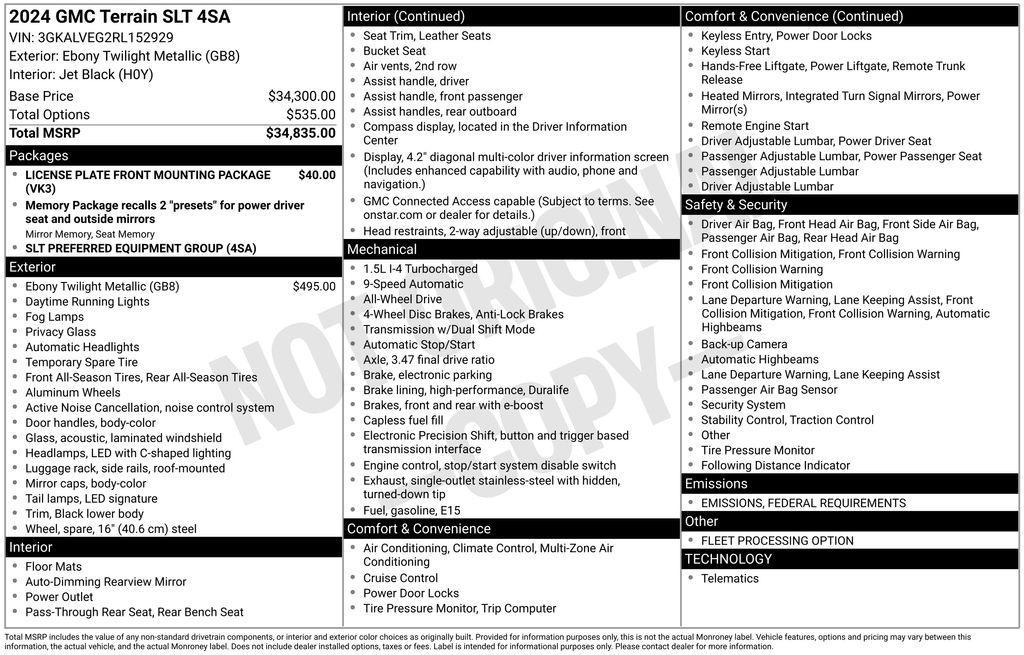 used 2024 GMC Terrain car, priced at $27,414
