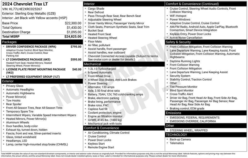 used 2024 Chevrolet Trax car, priced at $22,494