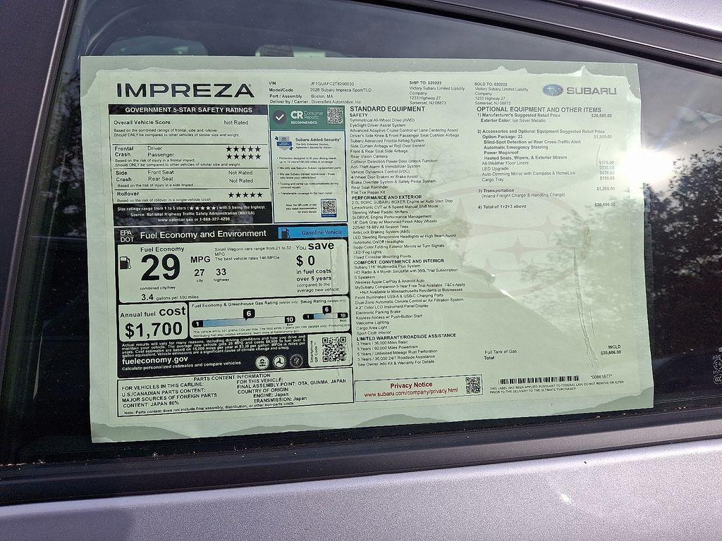 new 2026 Subaru Impreza car, priced at $29,330