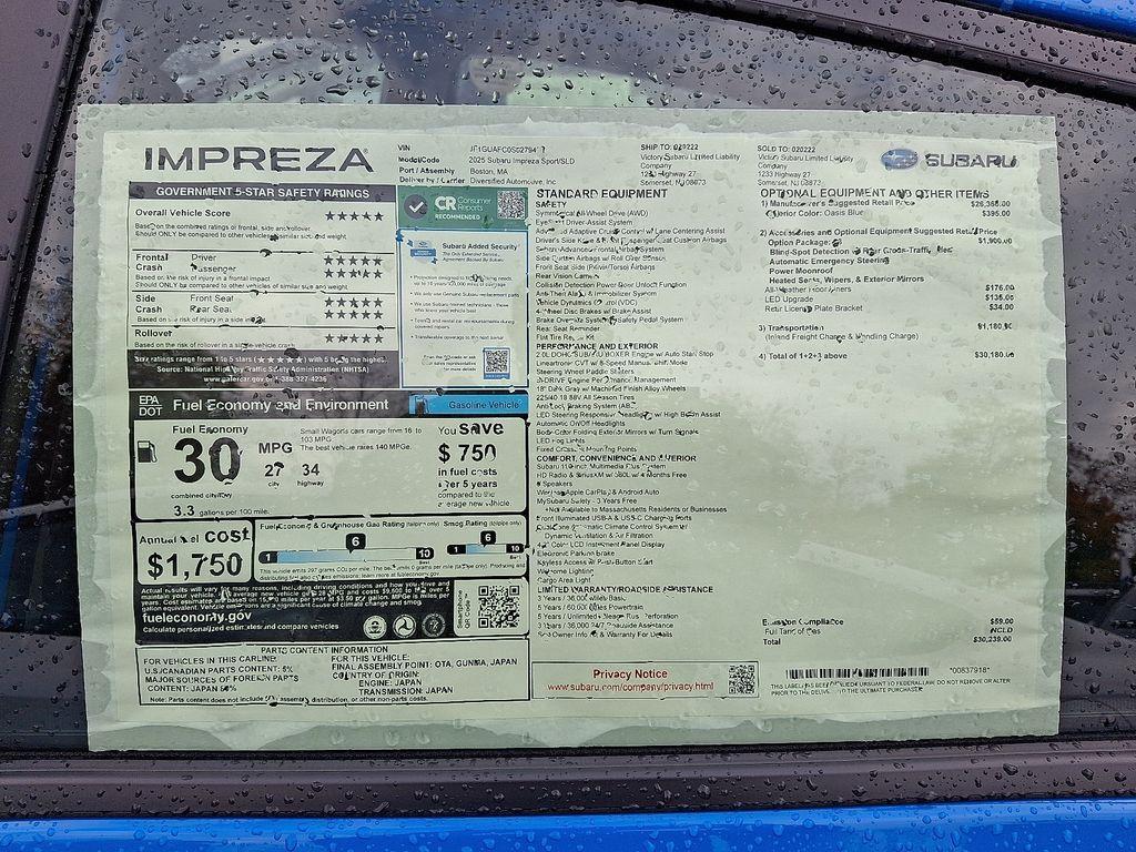 new 2025 Subaru Impreza car, priced at $28,843