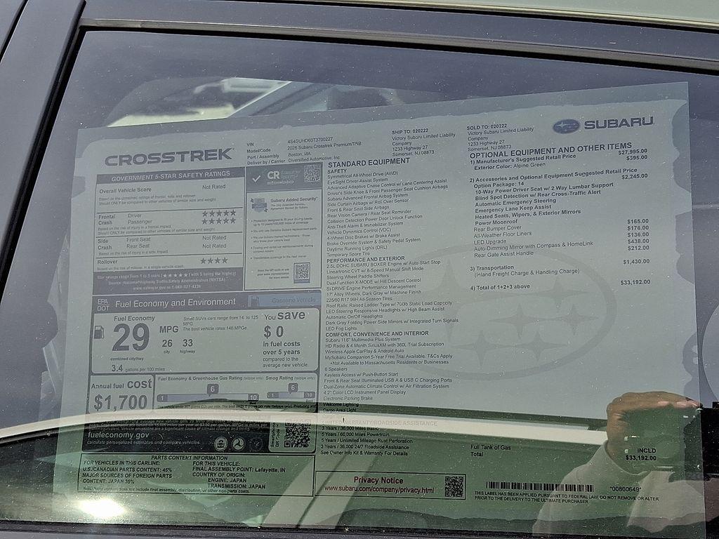 new 2026 Subaru Crosstrek car, priced at $31,711