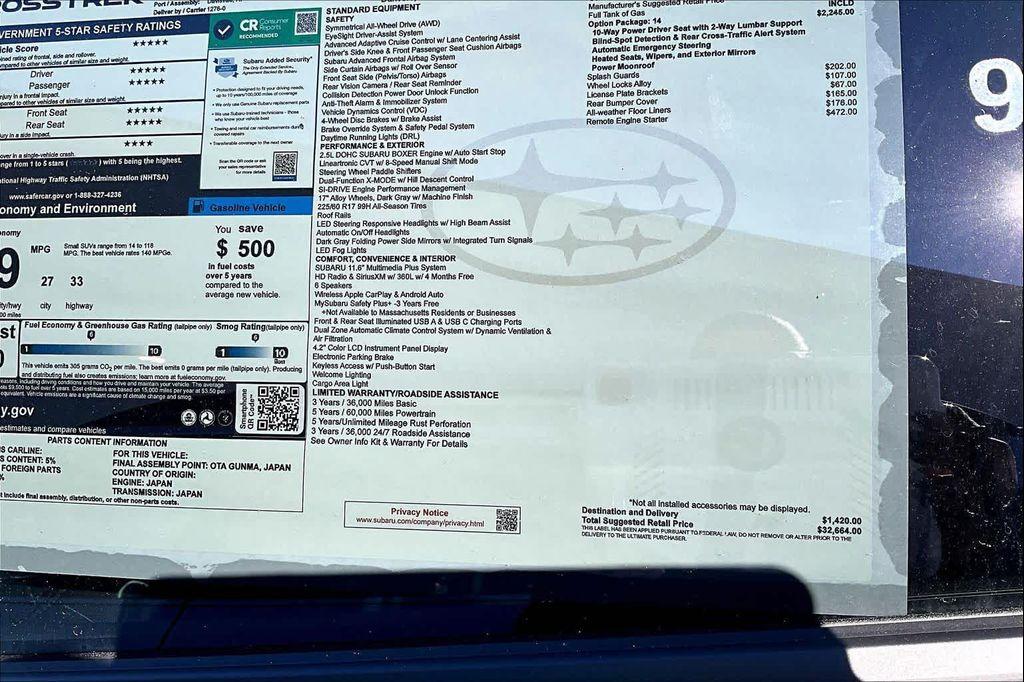 new 2025 Subaru Crosstrek car, priced at $29,339