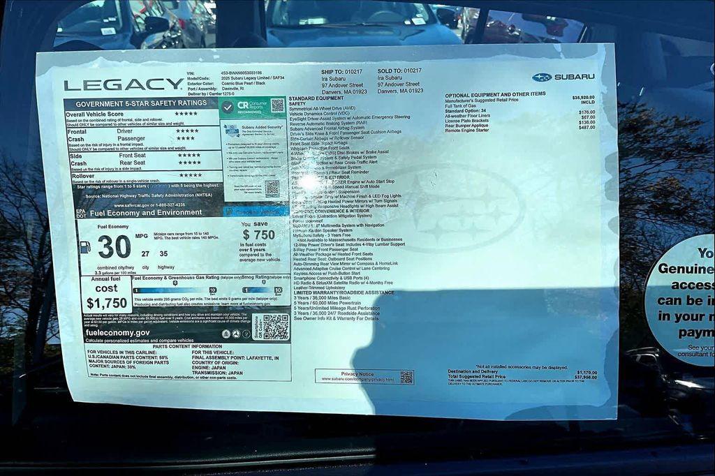 new 2025 Subaru Legacy car, priced at $34,196