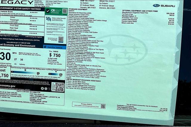 new 2025 Subaru Legacy car, priced at $28,281
