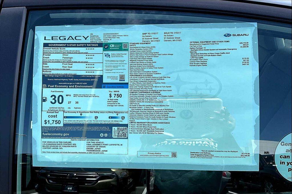 used 2025 Subaru Legacy car, priced at $28,330