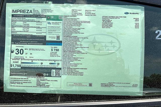 new 2025 Subaru Impreza car, priced at $23,920