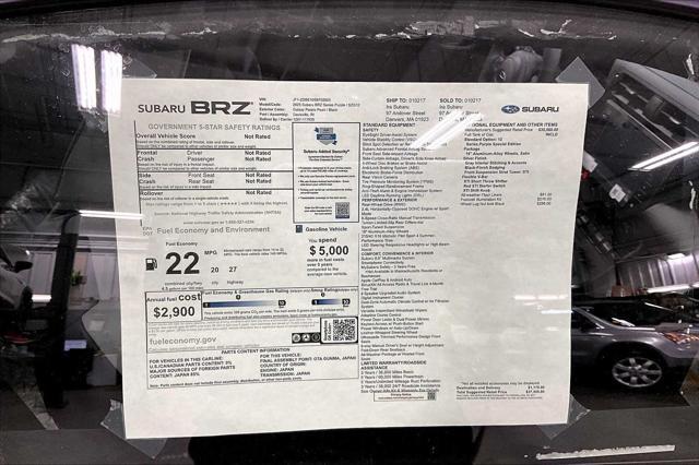 new 2025 Subaru BRZ car, priced at $37,309
