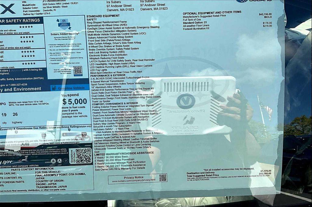 new 2025 Subaru WRX car, priced at $39,543