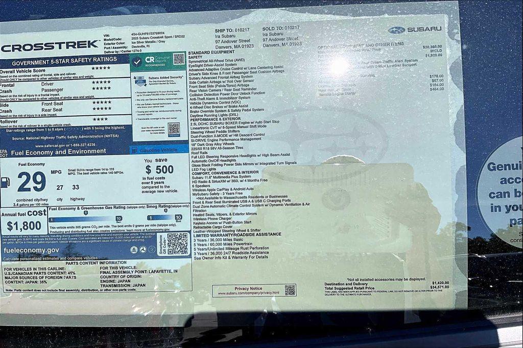 new 2025 Subaru Crosstrek car, priced at $31,201